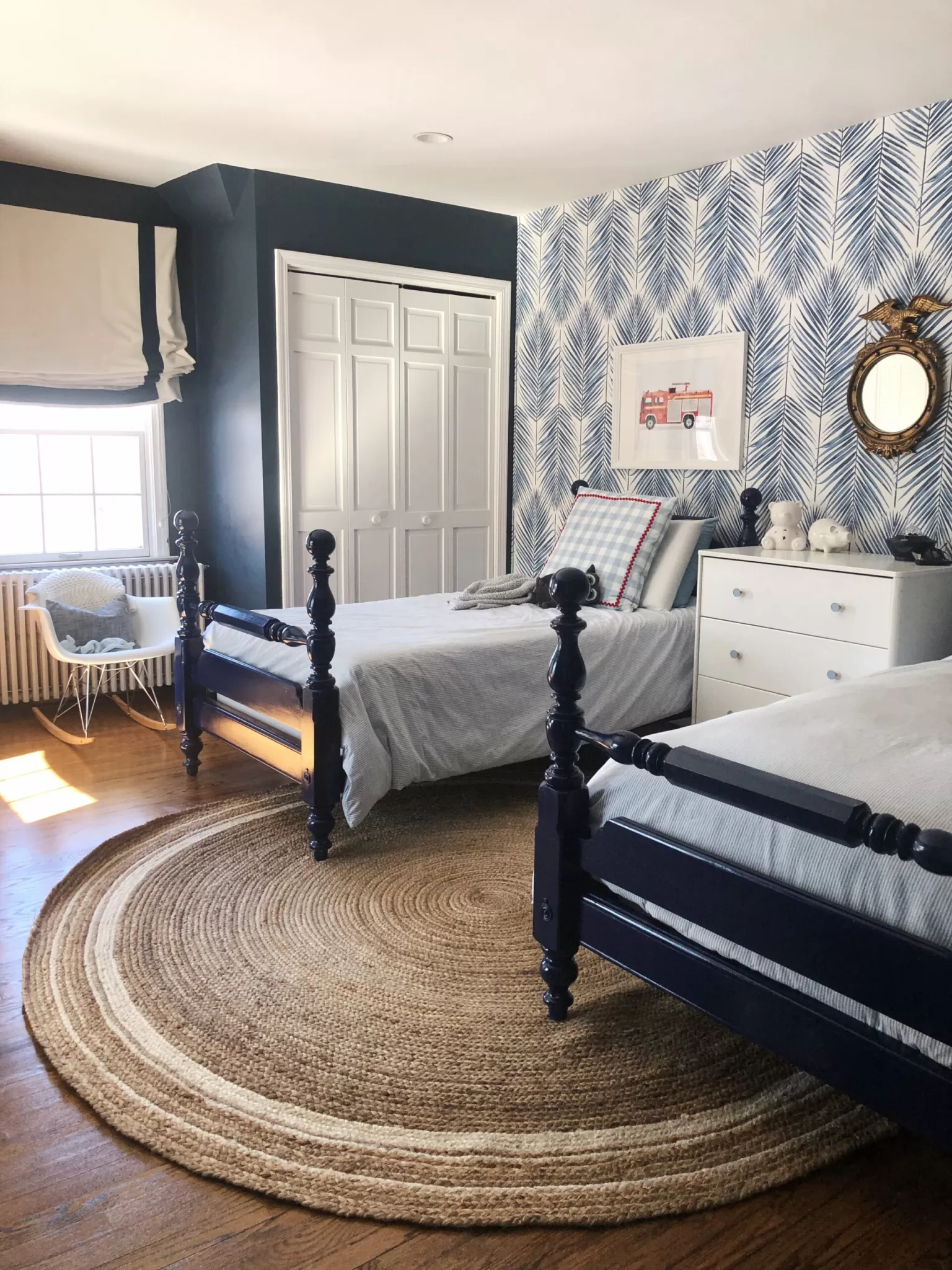 Blue and red boys room: The reveal of our traditional-but-fun boys room on a budget