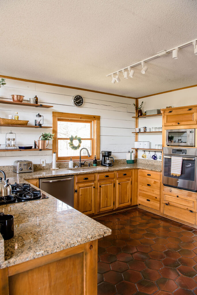 Vermont log cabin kitchen