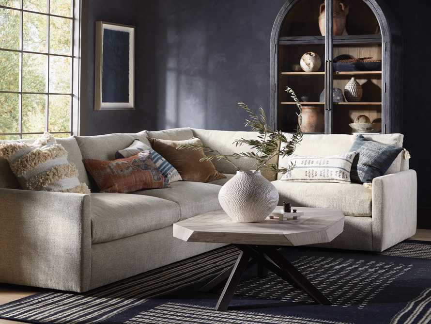 gray sofa in a blue room