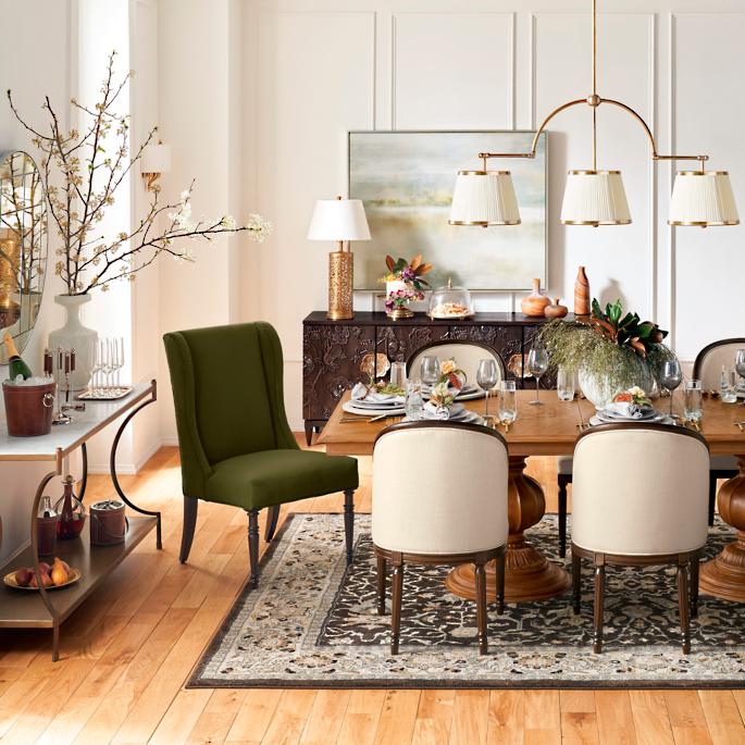 transitional style dining area