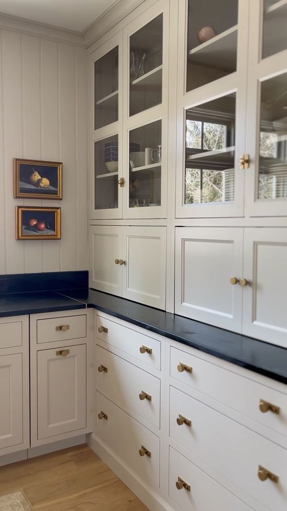 Kitchen cabinets in a trendy greige shade