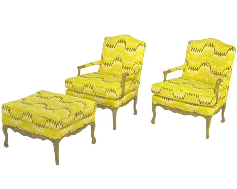 Yellow flamestitch chairs