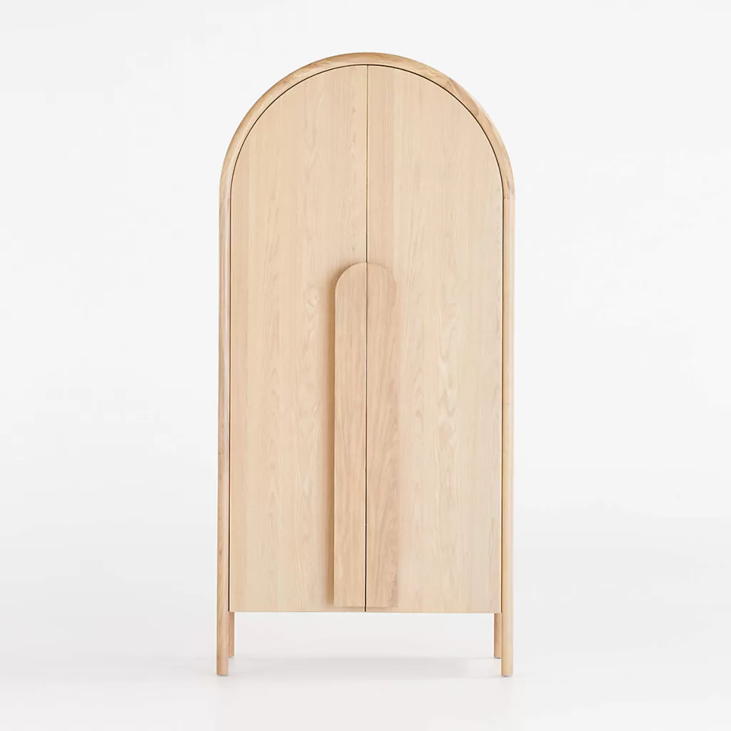arched light wood cabinet