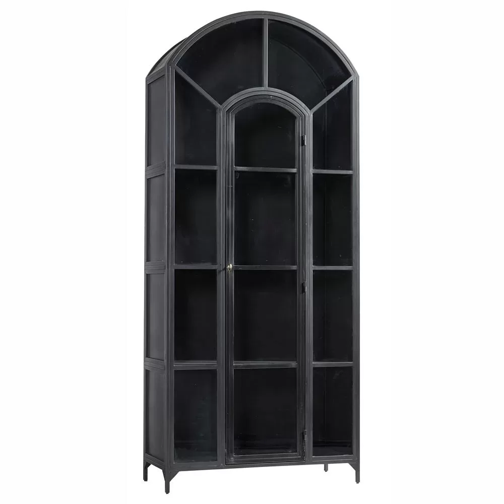 all black arched cabinet