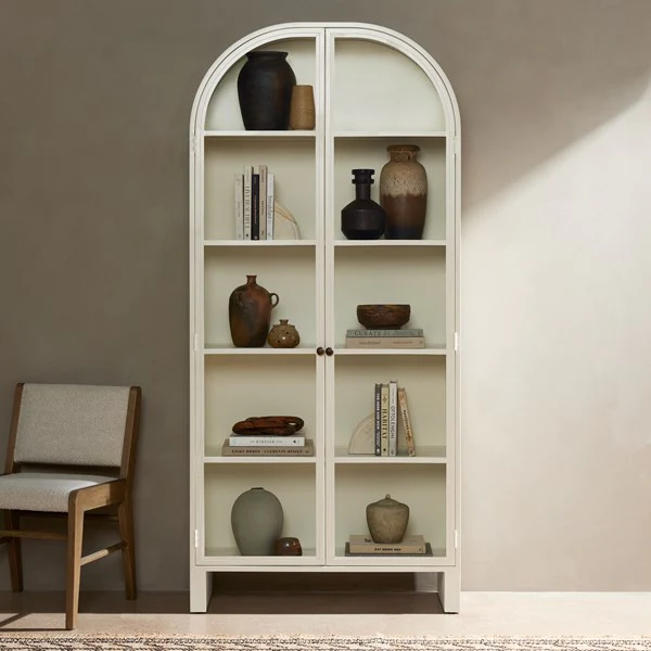 cream arched cabinet